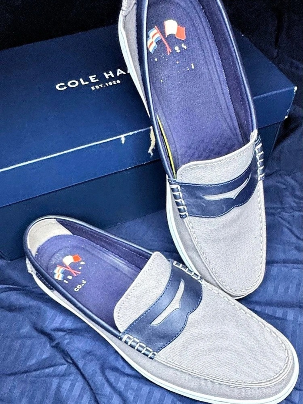 Cole Haan Nantucket Grand.OS Penny Loafer Gray & Blue